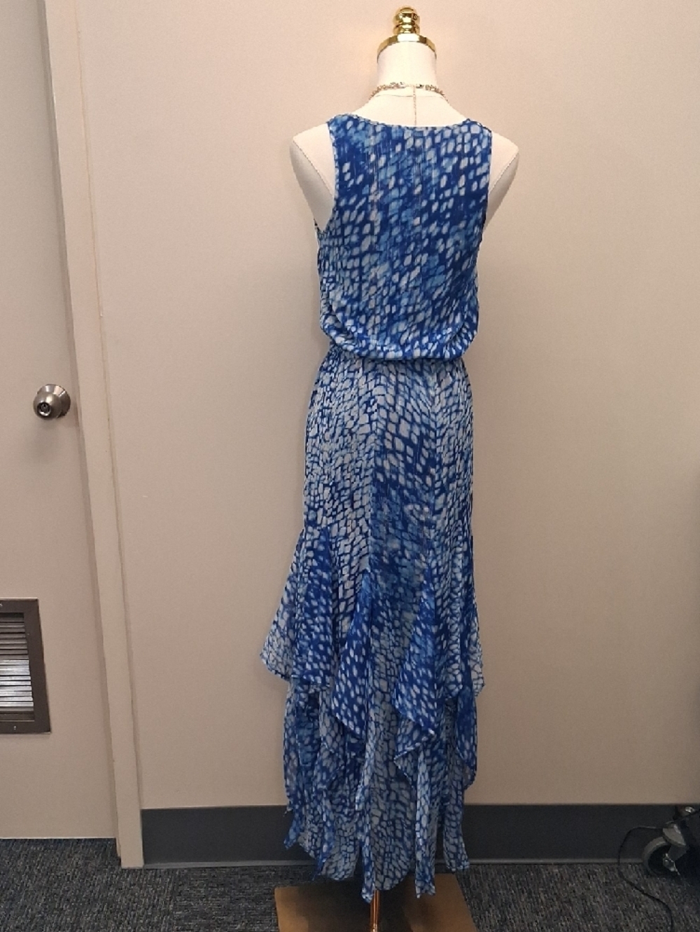 Michael Kors Blue Printed Sleeveless Maxi Dress Size Extra Small - Picture 3 of 9